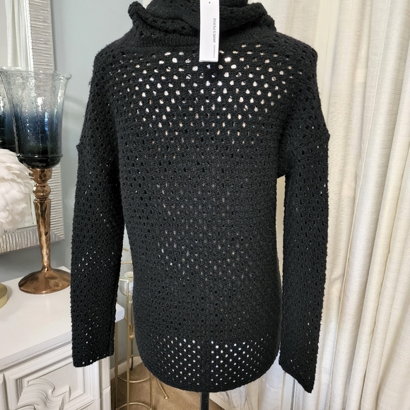 **SOLD **James Perse cowl neck wool blend open knit sweater (2/M) - Picture 10 of 10
